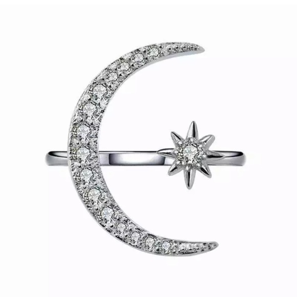 Star Moon 925Silver Ring Size Adjustable Ring - Picture 4 of 7